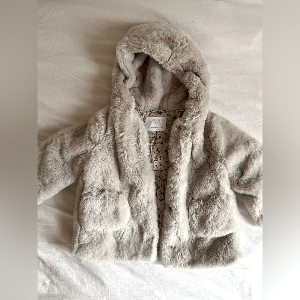 Zara faux fur coat 18-24 months
